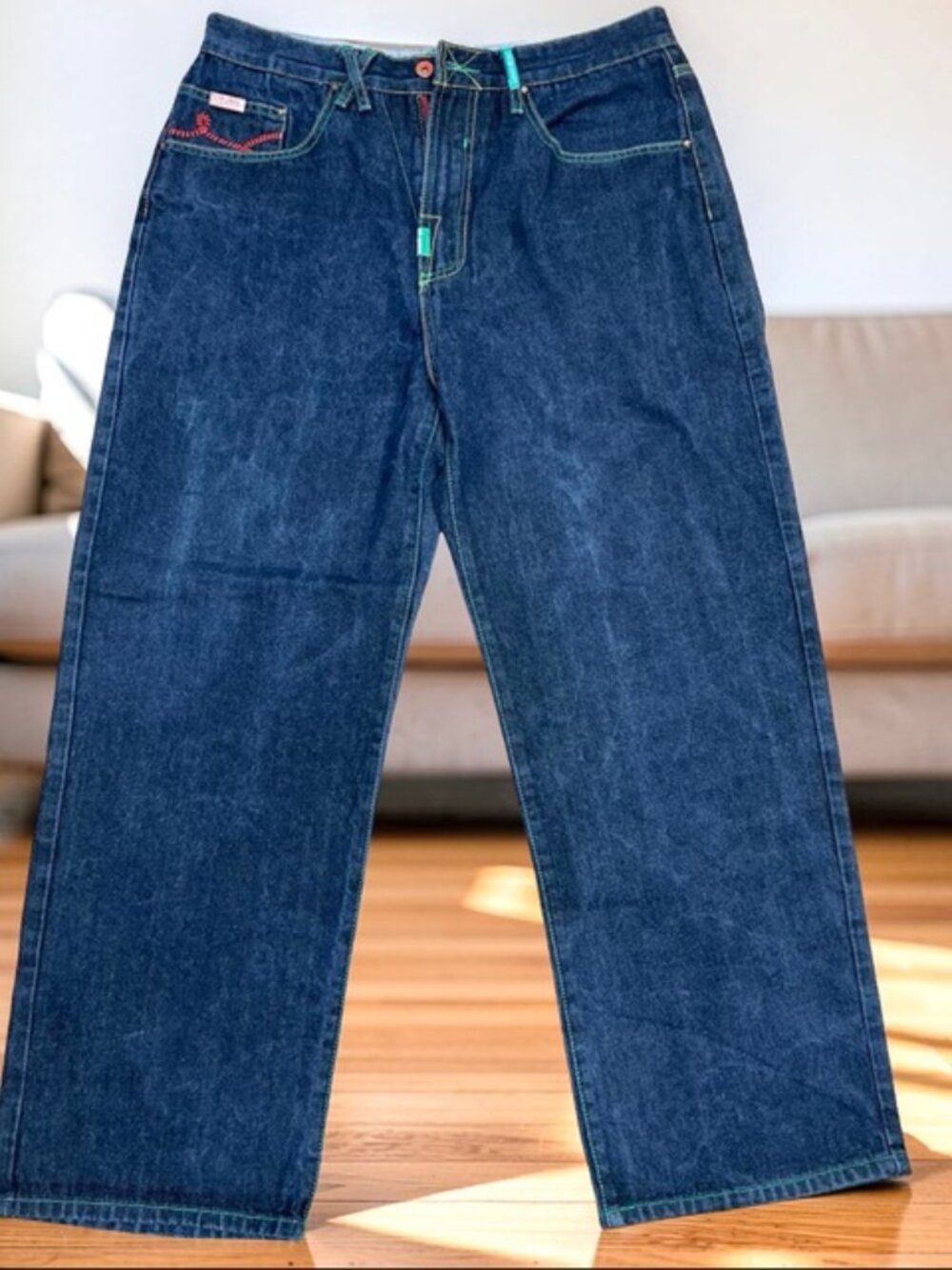 RARE!  Embroidered Love Heart RG Lifted Research Group Mens  Indigo Denim 36"x30 - Picture 10 of 16